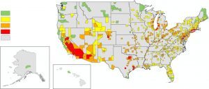 Nationwide design values for ozone (O3) by county