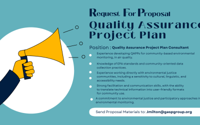 Request for Proposals (RFP) for Quality Assurance Project Plan (QAPP) Development Consultant for Community-Based Air Quality Monitoring